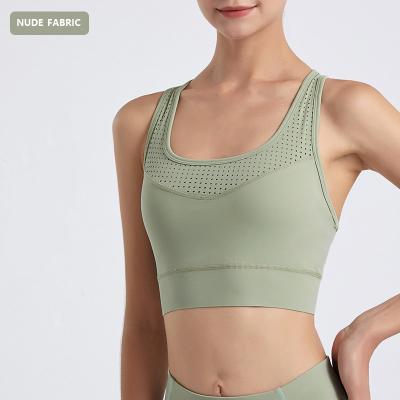 China Fashion Sports Mesh Yoga Running Shockproof Women Gym Workout Breathable Naked Feeling Bra for sale