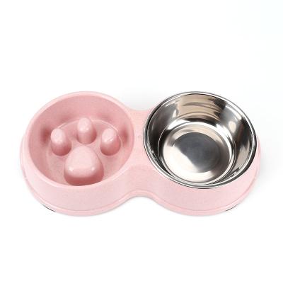 China High Quqlity Sustainable Popular Non Slip Slow Food Stainless Steel Feeder Pet Bowl for sale