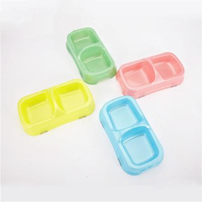 China Sustainable Custom Hot Selling Double Dog Driver Pet Colorful Plastic Empty Bowl for sale