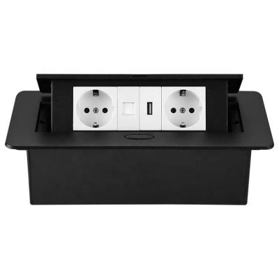 China USB Jack Network Socket Silver Factory Residential / Multipurpose Custom Multifunctional Hidden Auto Desk Outlet / EU UK Black Standard for sale