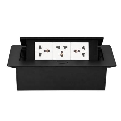 China Residential EU UK USA conference table information box hidden universal automatic three hole universal desktop socket / multipurpose for sale