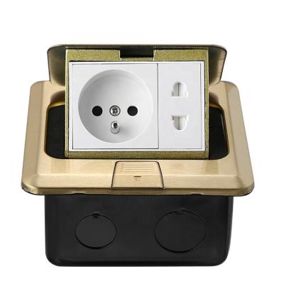 China EU UK US Customized Residential/Multipurpose French standard concealed automatic power socket information box stainless steel floor socket for sale