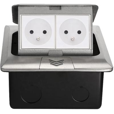 China Two High Quality Residential / Multipurpose French Standard Silver Automatic Power Outlets Aluminum Alloy Floor Sockets for sale