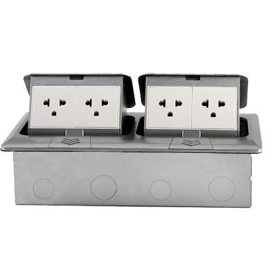 China Residential Silver Aluminum Quick Release Floor Sockets Embedded Power Outlets / Multi-Purpose Double - To Connect Four American Standard Floor Outlets for sale