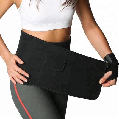 China 2021 Antibacterial Shape Customized Design Neoprene Waist Trimmer Belt Bulge Fat Burning Belt With Big Pocket for sale