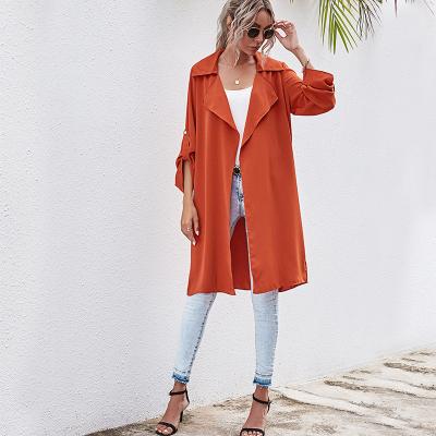 China Anti-wrinkle style new vintage style long sleeve winter ladies single trench coat for women for sale