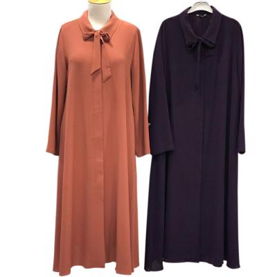 China Anti-Static Wholesale Long Sleeves Collar Bow Tied Causal Shirt Women Long Sleeve Muslim Shirts for sale