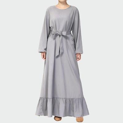 China Cheap Ethnic Literary breathable loose cotton maker canvas dresses pleated plus size long muslim dress with sashes for sale