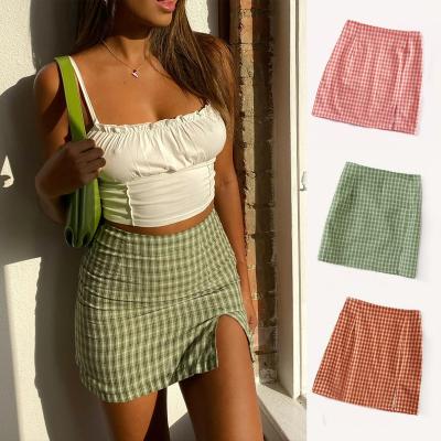 China Fashion slanna waist mini pencil skirt women plaid high waist zipper casual slim ladies sexy plus fashion for sale