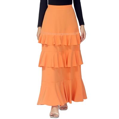 China Manufacturer Plus Size Chiffon Ruffled Women Skirts High Waist Spring Summer Layered Cake Casual Long Skirts for sale