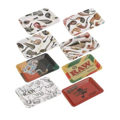 China Smoking Tobacco Tin Blank Rolling Tray Hand Roll Tobacco Dish Metal Cigarette Container Tray New Portable Rolling Tobacco for sale