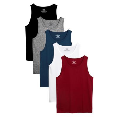 China Compressed Oem/odm 95% Cotton 5% Spandex Solid Cotton Mens Tank Top Fitness Essentials Men's Regular-Fit Men's Undershirts for sale