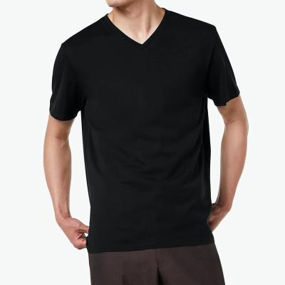 China Compressed Best Selling 95% Cotton 5% Spandex Solid V Neck Shirt Plain Men's T-shirts Design Undershirt For Men for sale