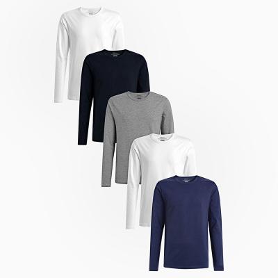 China Compressed High Quality 95% Cotton 5% Spandex  Solid Essentials Men's Regular-Fit Long-Sleeve Crewneck T-Shirt for sale