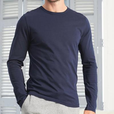 China Compressed Best Men's Essentials Regular-Fit Long-Sleeve Crewneck T-Shirt Cotton Plus Size Undershirt Soft T Shirt For Men for sale