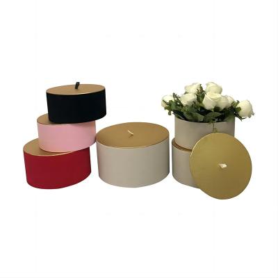 China Recycled Materials Wholesale Customised Flower Packaging Velvet Round Box Gift Boxes With Lid for sale