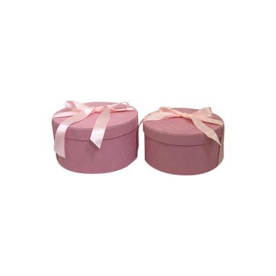 China Recycled Materials Luxury Small Velvet Packaging Box Round Gift Boxes Wholesale With Ribbon for sale