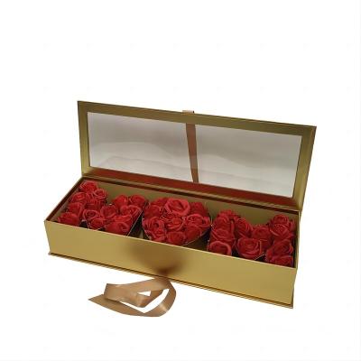 China Recycled Materials OEM Custom transparent PVC cover Mom Flower Box Mother's Day Mom Flower Gift Box Mom Rose Box with ribbon for sale