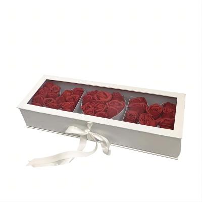 China Recycled Materials Mother's Day Solid Color Flower Roses Gift Set Boxes With Lid For Present for sale