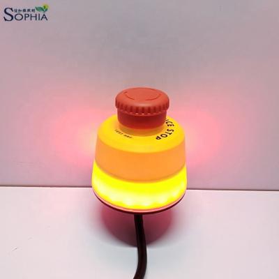 China 80mm 12-30V Emergency Stop Push Button With R80 Indicator Light for sale