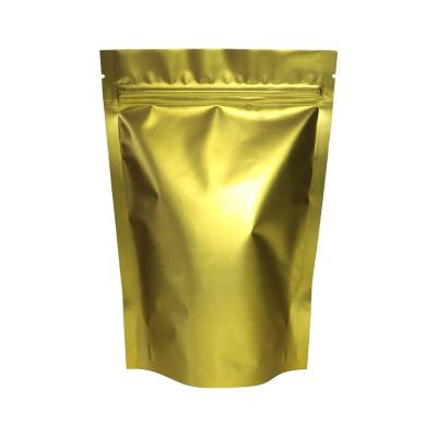 China Moisture Proof Matte Finished Gold Foil Stand Up Pouch Aluminum Foil Edible Food Packaging Pouches Smell Proof Resealable Zipper Mylar Bag for sale