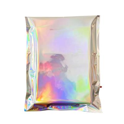 China Clothes Packaging Holographic Metallic Foil Mailer Glitter Mailing Shipping Bags Metallic Rainbow Silver Foil Self-Sealing Envelopes Courier Bags for sale