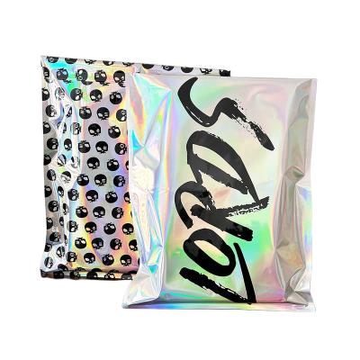 China Clothes Packaging Customized Holographic Mailer Printed Rainbow Envelop Apparel Shipping Mailer for Shoes Clothes Holographic Shipping Mailer Bags for sale