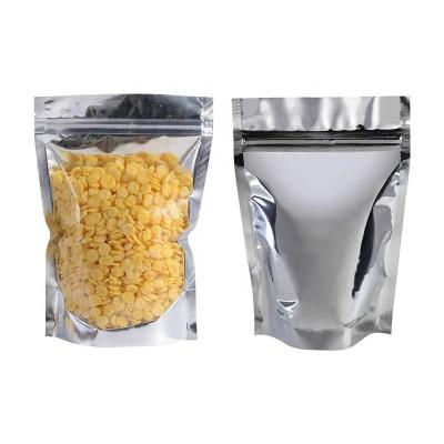 China Moisture Proof Resealable Smell Proof Bags with Clear Front Window Silver Foil Stand Up Pouch Mylar Bags for Dry Food Snack for sale