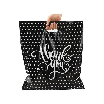 China Clothes Packaging Thank You Shopping Bags Extra Thick Plastic Merchandise Bags Bulk Retail Thank you Boutique Shopping Bags with Handles for sale