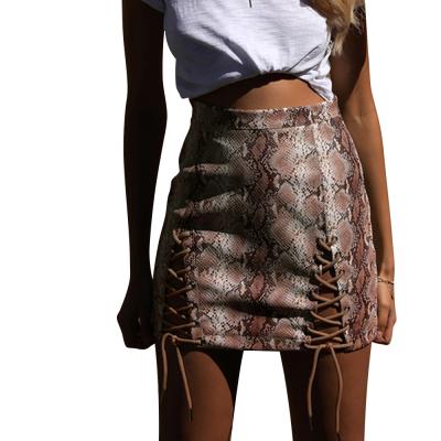 China 2021 Hot Sale Spring Summer Breathable Girls PU Lace Up Bandage Slit Skirt Wrap Faux Leather Skirts for sale