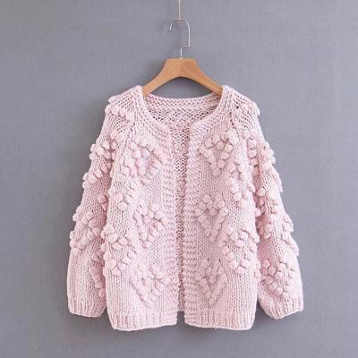 China China Good Selling Breathable Coat Women Short Thin Knitted Ball Sweater Knitted Cardigan for sale