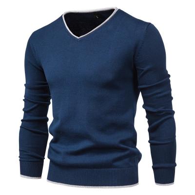 China Wholesale 100%Cotton Anti-Wrinkle Man New Soft Sweater Knit Fit Quality Slim Chic Jumper Daily Wear Popular Solid V-Neck Sweater for sale