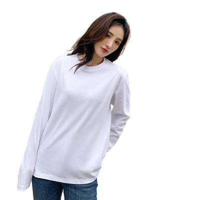 China Insti Logo Plain Regular Anti-wrinkle Quality Cotton 210grams Long Sleeve Custom Tee Lady for sale