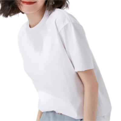 China Custom Made High Quality Short Sleeve Anti-Wrinkle Logo Cotton 220gram Crewneck T-shirt Hot Selling Women's Casual T-Shirt Couple for sale