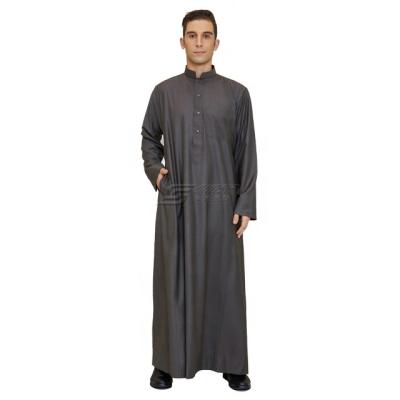 China Spun Polyester Or Imitation Korean Fabric Custom 2022 Mens Al Aseel Thobe Saudi Long Sleeves Arab Muslim Robe for sale