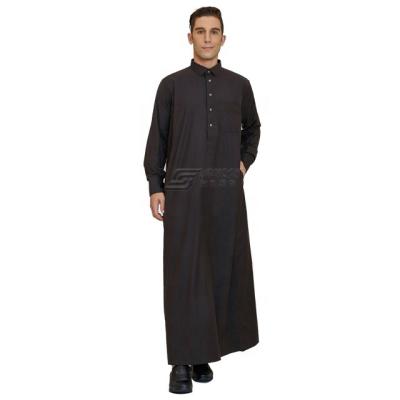 China Polyester spun or TR fabric high quality fashionable men's robe or korean muslim fabric imitation long sleeve thobe for AL HARAMAN Saudi Arabian robes and jubab for sale