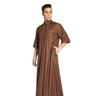 China Polyester Spun or Arab Men's Islamic Open Neck Cotton TR Fabric or Imitation Moroccan Thobe Jubba Abaya Korean Fabric Long Sleeve Robe Wholesale for sale