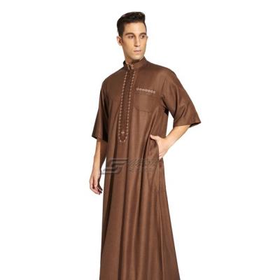 China Spun polyester or TR fabric or thobe robe Muslim Arab men's long leisure Korean men's imitation fabric youth robes new Moroccan Dubai Muslim abaya for sale