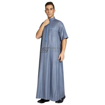 China Spun Polyester Or Muslim Moroccan Islamic Clothing For Men From TR Fabric Or Imitation Korean Fabric New Design Cotton And Linen Stripe Robe Islamic Clothing For Men for sale