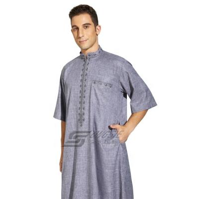 China Spun Polyester Or Arab Hot Sale Moroccan Kaftan Design Middle East Man Round Collar Muslim Robe Of TR Fabric Or Imitation Korean Fabric for sale