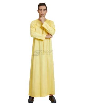 China Spun Polyester or TR Fabric or Best Fabric Wholesale Imitation Korean Sell Abaya Muslim Men Clothing Arabia Islam Clothing Oman Robe solid color the long for sale