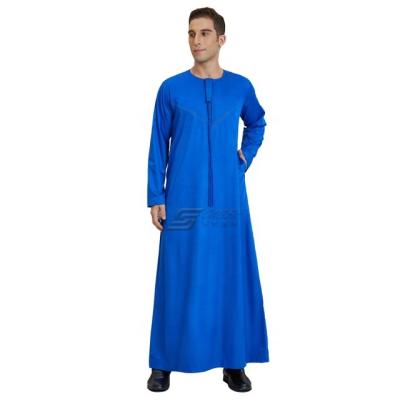 China Hot Sale Polyester Spun or TR Fabric or Middle East Oman Imitation Korean Robe Men's Robe Selling Polyester Round Neck Robe Arab Thobes Turks Islamic Clothing men for sale