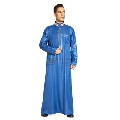 China Polyester spun or lightweight Qatar stand collar robe Middle East men's robe Muslim men's robe wholesale polyester TR fabric or imitation Korean fabric for sale