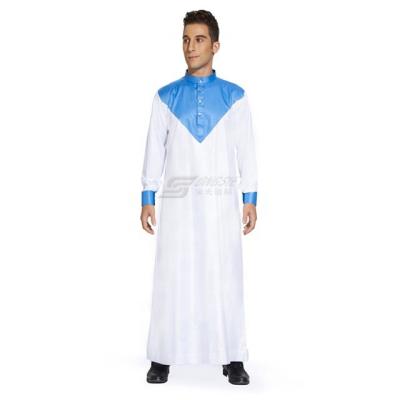 China Polyester Spun or Stand Collar Qatar Long Dress Arab Middle Eastern Men's Light Flat Muslim Men's Maxi Dress Wholesale Polyester TR Fabric or Imitation Korean Fabric for sale