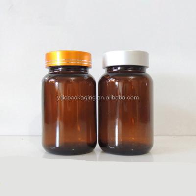 China 150CC Medicine Wide Mouth Round Tablet Pill Pharmaceutical Health Care Capsules Empty Glass Bottle Bottle With Cap for sale