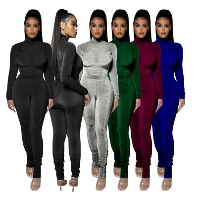 China 2021 Set Breathable Velvet Two Piece Pants Long Sleeves Hoodie Sweatshirts 2 Piece Equipment Velvet Tracksuit Sports Winter Clothes For Women for sale