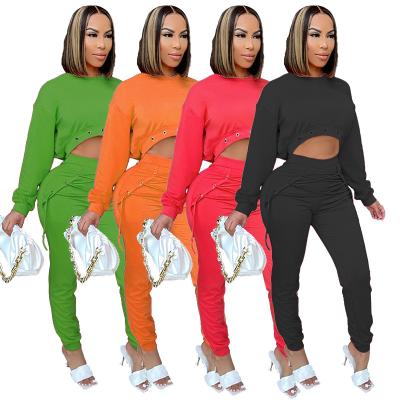 China 2021 Autumn Fashion Women's Tracksuit Crop Top Breathable Hoodies Jogging Two Piece Set Sweat Team Pant Tracksuit Sweatsuit For Women for sale