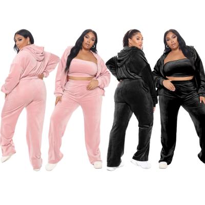 China 2021 Velor Pullover Panties Autumn Breathable Casual Jogger Sweat Crop Clothing Sportswear Tracksuits Outfit Plus Size Panty Two Piece Set for sale