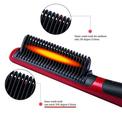 China Hotel 2020 LED display the ptc Ionic Comb Heater Electric Hair Straightening Brush fast hair straightener for sale