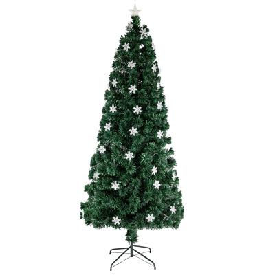 China USA Amazon hotsale PVC and iron fiber optic Christmas tree 6 feet with snowflake for sale